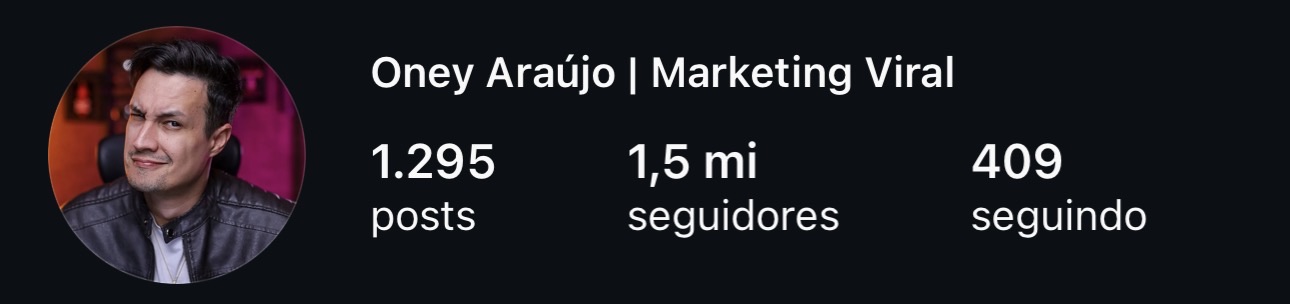 Oney Araújo — 1,5 milhão de seguidores